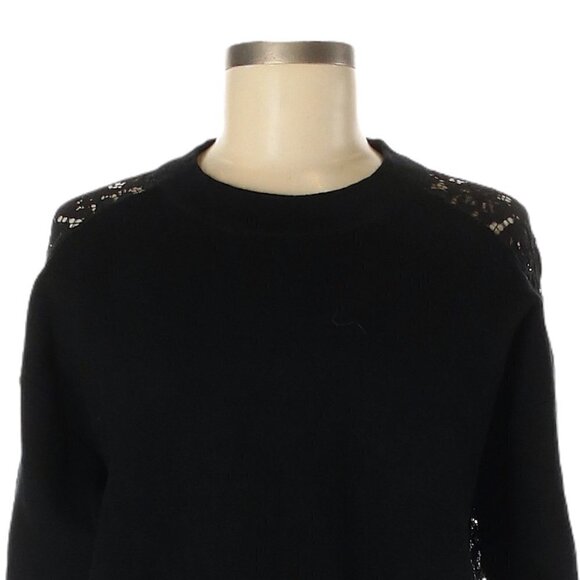🌺 Zara Boho Black Floral Lace Sheer Back Relaxed Fit Pullover Sweater Size S - Picture 4 of 10